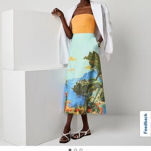 Scenic Print Midi Skirt